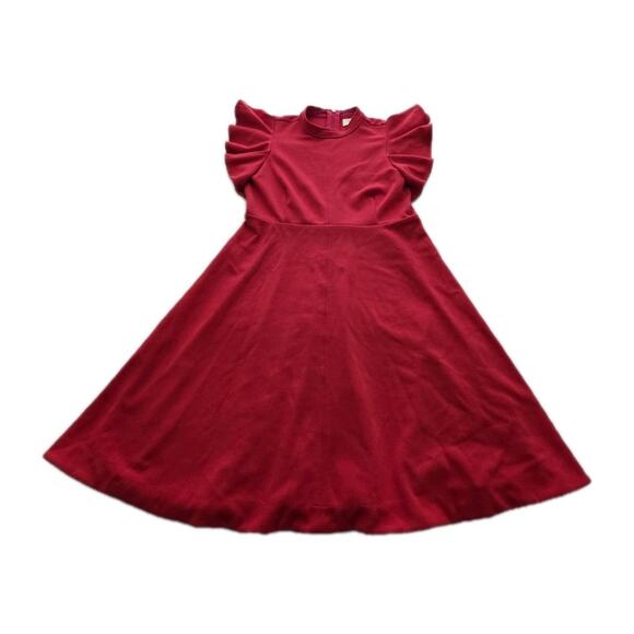 Maeve Anthropologie Red Deana Dress Holiday Flutter Sleeve Party Dress Sz Medium - Picture 4 of 16